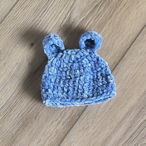 Blue Knitted Kids Beanie with Ears